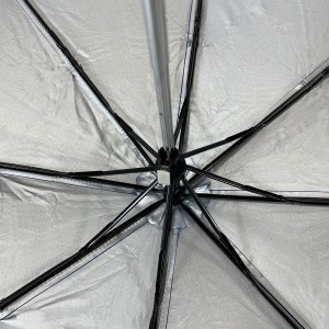 Tissu polyester bleu pur OVIDA avec revêtement argenté soleil uv protection parapluie télescopique pli 3