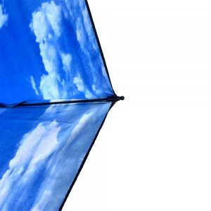 OVIDA 3 opvouwbare paraplu zwarte UV-coating zomerparaplu hemelsblauwe stoffen paraplu