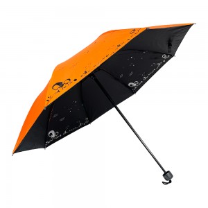 מטריה מתקפלת בעיצוב חדש של OVIDA שחור ציפוי UV מטריית שמש לוגו מותאם אישית