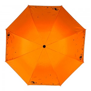 OVIDA نئے ڈیزائن تہ کرنے والی چھتری سیاہ UV کوٹنگ اپنی مرضی کے لوگو سورج چھتری