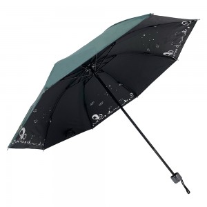 OVIDA desain baru 3 payung lipat payung musim panas logo kustom lapisan UV hitam