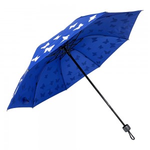 OVIDA färgbyte fjäril Tre-vikt paraply Vindtätt sol regn paraply tecknat mönster hopfällbart paraply för män och kvinnor