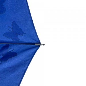 OVIDA Cambio de color mariposa Tres paraguas plegable A prueba de viento Sol Lluvia Paraguas Patrón de dibujos animados Paraguas plegable para hombres y mujeres