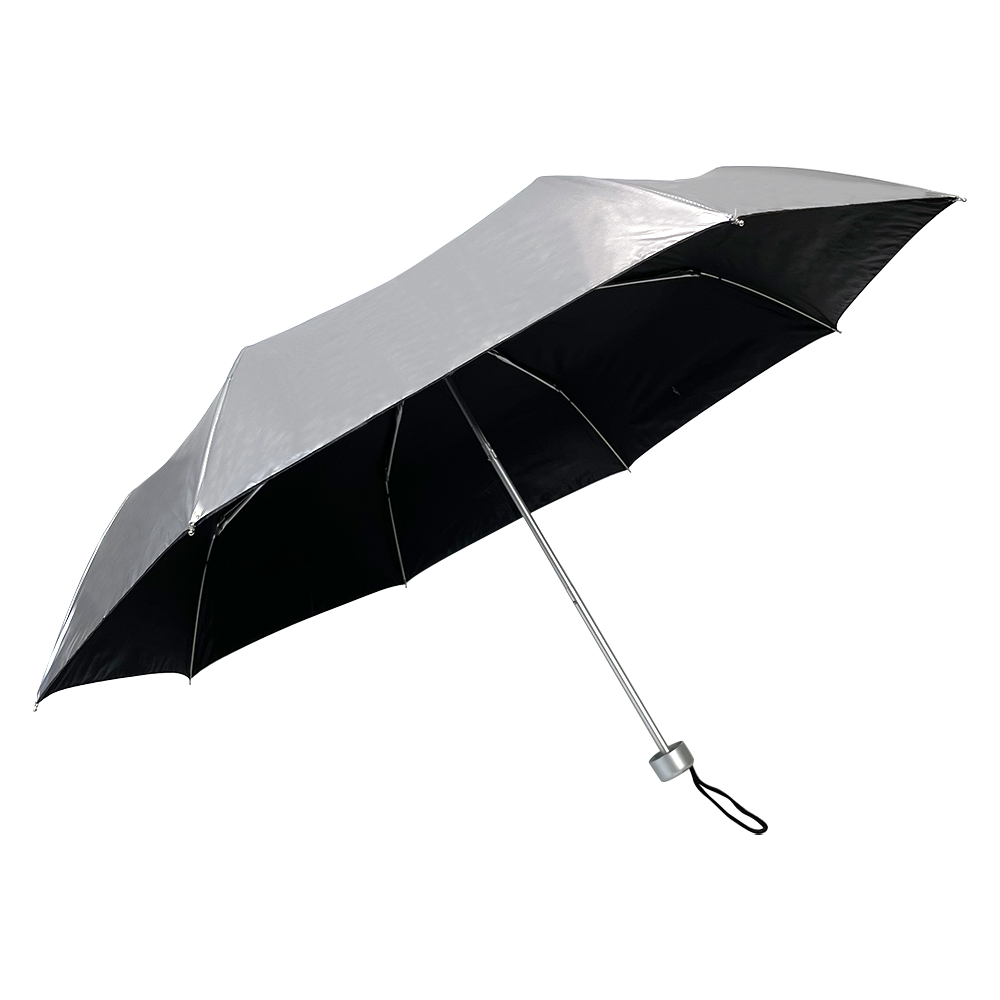 OVIDA augstas kvalitātes Sudraba un melna UV pārklājuma lietussarga manuāla atvērta alumīnija kāta lietussarga kroka