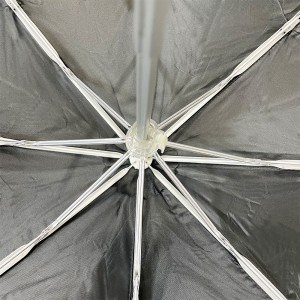 OVIDA taas nga kalidad nga Silver ug itom nga UV coating umbrella manual open aluminum shaft umbrella fold