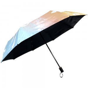 ОВИДА 3 Фолд Блацк УВ Цоатинг Сунцобран Промотивни кишобран за дигитално штампање на поклон