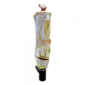 Προωθητική ομπρέλα δώρου OVIDA 3 Fold Black Coating UV Parasol Προσαρμοσμένης ψηφιακής εκτύπωσης