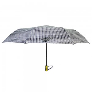 Ovida 21 tuumaa 8 kylkiluuta 3 taittuva Auto Open Pongee check -kangas 3-osainen sateenvarjo