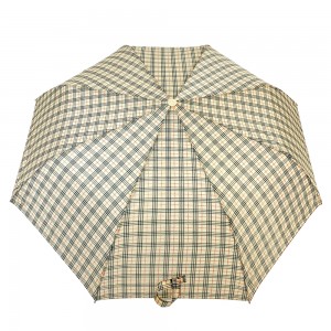 Deštník Ovida 21 Inch 8 žeber 3-složkový Auto Open Polyesterová kostkovaná tkanina 3dílná