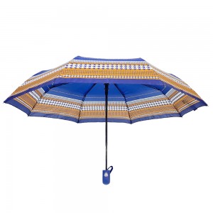 Ovida 21palcový 8 žebrový 3-skládací automatický deštník Pongee polyesterová tkanina 3-skládací automatický deštník