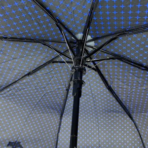 Ovida 21 Inch 8 Rusuk 3 Lipat Otomatis Buka Kain Poliester Pongee Lipat 3 Otomatis Bintang dengan Piping Umbrella