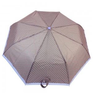 Ovida 3-сгъваем автоматичен отворен компактен чадър с Pongee полиестерна тъкан 3-сгъваем автоматичен чадър със звезда с кант в Китай
