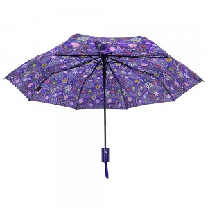 Ovida 3 fillte Umbrella Uathoibríoch Inaistrithe Fillte le Flower Design Custom