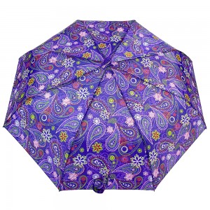 Ovida 3 folde bærbar automatisk paraplyfoldning med blomstertilpasset design