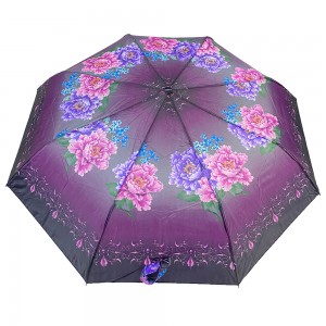 Ovida 3 бүктөлүүчү Custom Automatic Umbrella Folding with Flower Custom Design