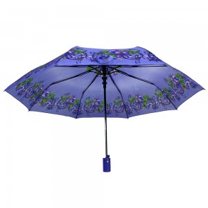 Ovida 3 pliegue portátil fácil llevar paraguas automático plegable con flor diseño personalizado