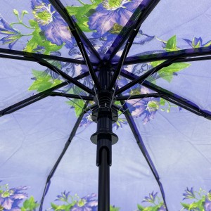 Ovida 3 fold Portable Easy Carry Automatic Umbrella Folding with Flower Custom Design
