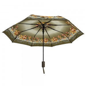 Ovida 3 sammenleggbar tilpasset automatisk paraplyfolding med tilpasset blomsterdesign