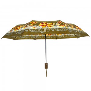 Ovida 3 kokoontaittuva räätälöity automaattinen sateenvarjo taittuva kukka-muokattu muotoilu
