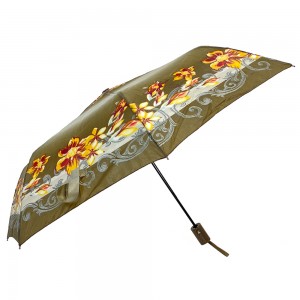 Ovida 3 folding Custom Automatic Umbrella Foling with Flower Custom Design