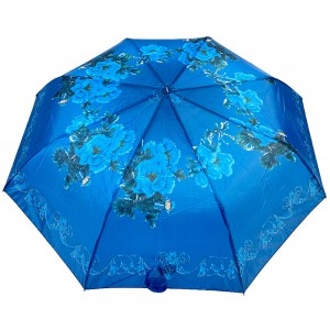 Ovida 3 folding Custom Automatic Umbrella Folding with Flower Custom Design full printing