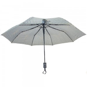Ovida 3 faltbarer individueller automatischer Regenschirm, faltbar mit Karo-Design, Unisex-Regenschirm
