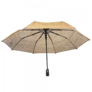 Ovida 3 opklapbere houten kleurstof paraplu mei automatysk iepen houten handgreep