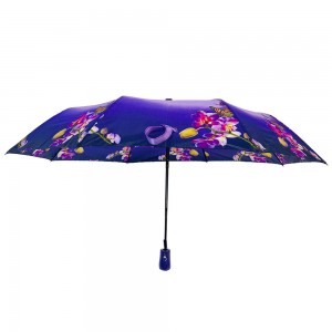오비다 3 접이식 오토오픈 튤립과 나비 디자인 우산
