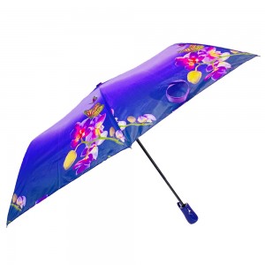 오비다 3 접이식 오토오픈 튤립과 나비 디자인 우산