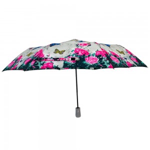 Ovida 3 faltbarer, automatisch öffnender, vollständig bedruckter Schmetterlings-Regenschirm mit individuellem Design