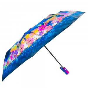 Ovida 3 گنا خودکار کھلا مکمل پرنٹ کسٹم ڈیزائن چھتری