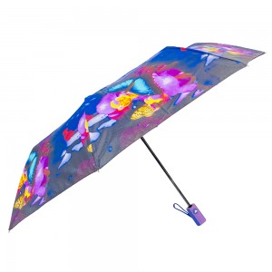 Ovida 3 fold Awtomatikong bukas windproof frame Full print Custom Design Umbrella