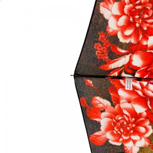 Ovida Ombrello 3 pieghe automatico aperto antivento Acero e fiore Ombrello con design personalizzato a stampa completa