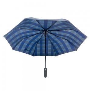 Ovida Parapluie à 3 pliages à ouverture automatique Bend J handle Business coupe-vent avec tissu à carreaux