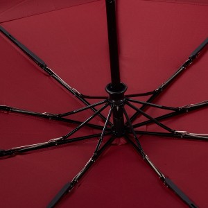 Ovida สามพับอัตโนมัติเปิดปิดอัตโนมัติ Windproof Double Canopy Wine Red Business Umbrella