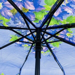 Ovida ສາມພັບອັດຕະໂນມັດ ເປີດອັດຕະໂນມັດ ປິດຢາງຈັບ Umbrella