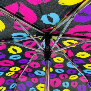 Ovida automatique ouvert femmes 6k parasol mini parapluie extérieur trois fois personnalisé imprimé Sublimation Art plante motif parapluies
