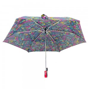 Ovida พับสามทบ เปิดอัตโนมัติ ปิดอัตโนมัติ Windproof six ribs Super Light Aluminum Umbrella
