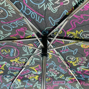 Paraguas de tres pliegues superligero Ovida con patrón de impresión completo paraguas personalizado plegable de apertura y cierre automático