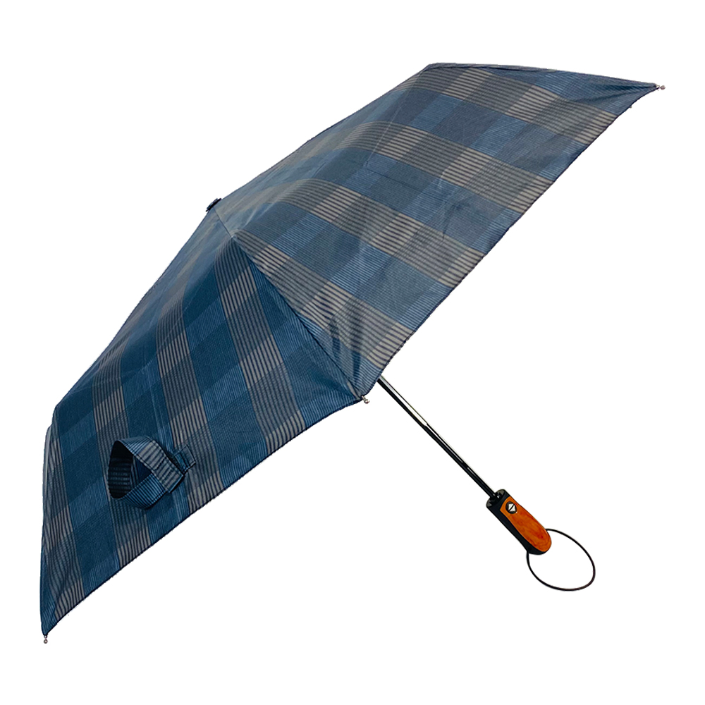 Ovida 21-tolline 8ribs klassikaline kolme kokkupandav ruudustikuga vihmavari väike vihmavari ärimehele koos tuulekindla kohandatud vihmavarjuga