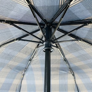 Ovida 21inch 8ribs klasik tilu payung tilepan kalayan desain grid payung leutik pikeun lalaki bisnis jeung angin buktina payung custom