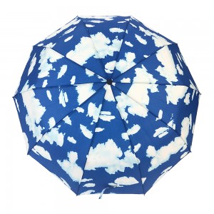 Ovida საბაჟო ჩინური მომწოდებელი ცის ლურჯი სამ დასაკეცი ქოლგა ქარსაწინააღმდეგო სარეკლამო ქოლგისთვის ნათელი ლოგოს ანაბეჭდებით