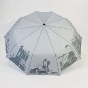Ovida automatesch oppen dräi ausklappbar kompakt winddicht 10 Rippen Brolly Regenschirm