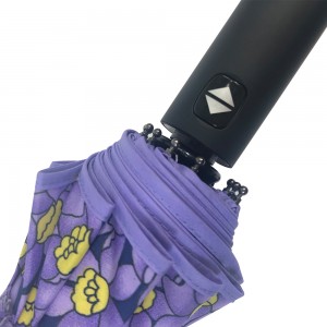 Pembekal payung Ovida payung promosi 23 inci dengan rusuk gentian kaca payung pintar tiga lipatan untuk payung kalis angin