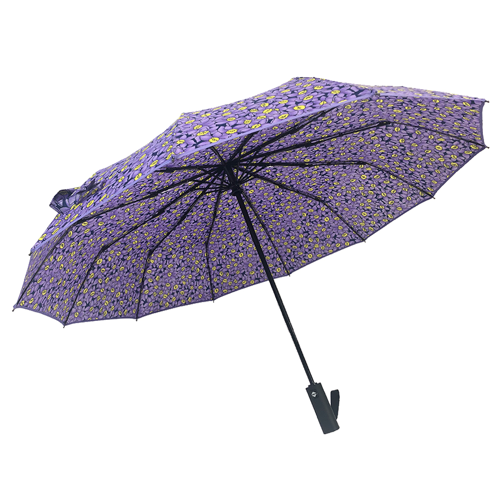 Ovida paraplu leveransier 23inch promoasje paraplu mei trije kear smart paraplu fiberglass ribben foar windproof paraplu