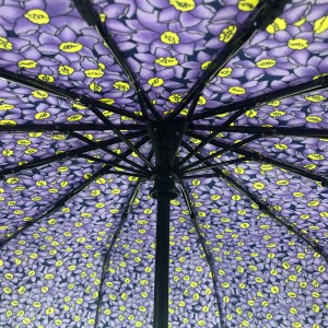 ओविडा छत्री पुरवठादार 23 इंच प्रमोशनल छत्र्या तीन फोल्ड स्मार्ट छत्री फायबरग्लास रिब्स विंडप्रूफ छत्रीसाठी
