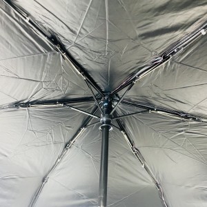 Ovida Ok Şemsiye Özel Logo Promosyon Taşınabilir Anti-UV Polyester Mini Seyahat Üç Katlı Şemsiye pembe renkler siyah kaplama iç şemsiye