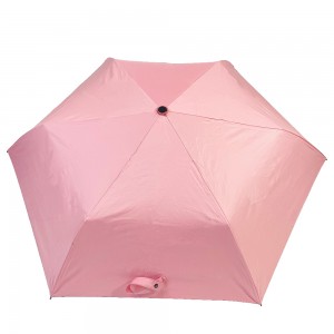 Ovida Ok Umbrella Custom Logo Kampanjakoodi Kannettava Anti-UV Polyesteri Mini Travel Kolme taitettu sateenvarjo vaaleanpunaisilla väreillä musta pinnoite sateenvarjon sisäpuolella