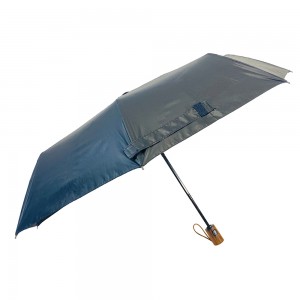 Ovida Рекламный автоматический открытый и закрытый женский зонт от солнца на открытом воздухе втрое с напечатанным на заказ логотипом внутри узор зонтики с деревянной ручкой зонт