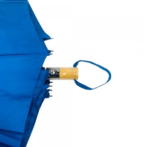 مقبض خشبي من Ovida لمظلة ثلاثية الأقسام بأسلوب عمل فاخر لـ 8 لوحات زرقاء محمولة شعار مخصص وتصميم واضح